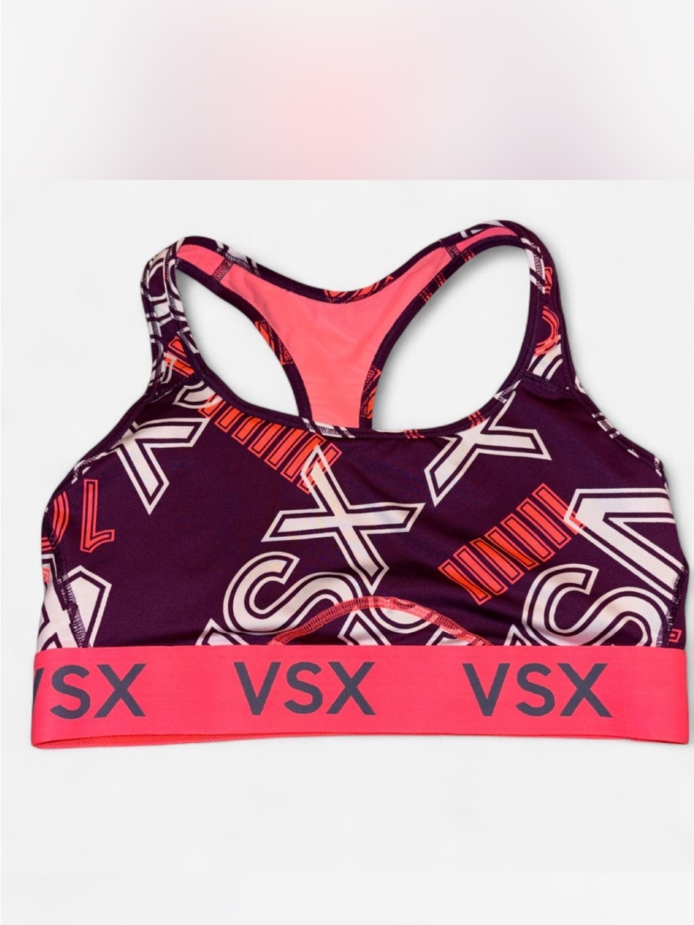 Victoria's Secret Pink & Purple VSX Logo Racerback Sports Bra